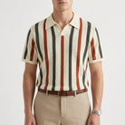 Vintage open knit patterned collared polo, view 3