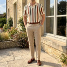 Vintage open knit patterned collared polo, view 4
