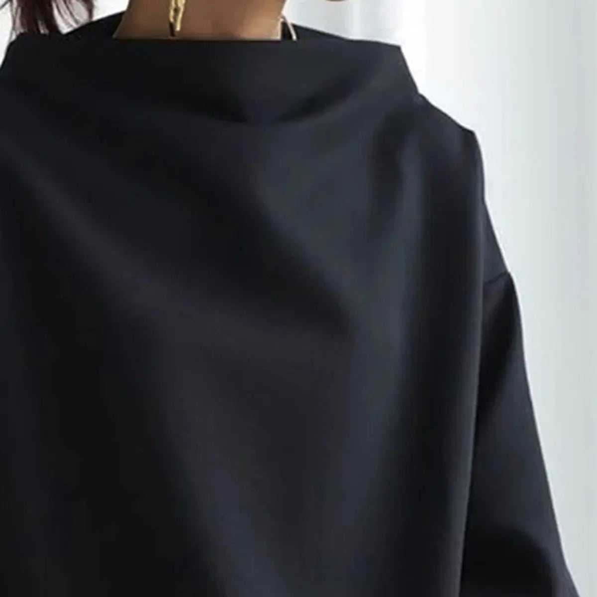 Turtleneck Top Womens High Neck Structured Long Sleeve Fitted