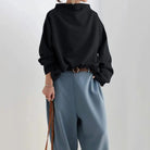 Turtleneck Top Womens High Neck Structured Long Sleeve Fitted