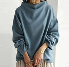 Turtleneck Top Womens High Neck Structured Long Sleeve Fitted