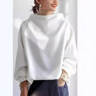 Turtleneck Top Womens High Neck Structured Long Sleeve Fitted
