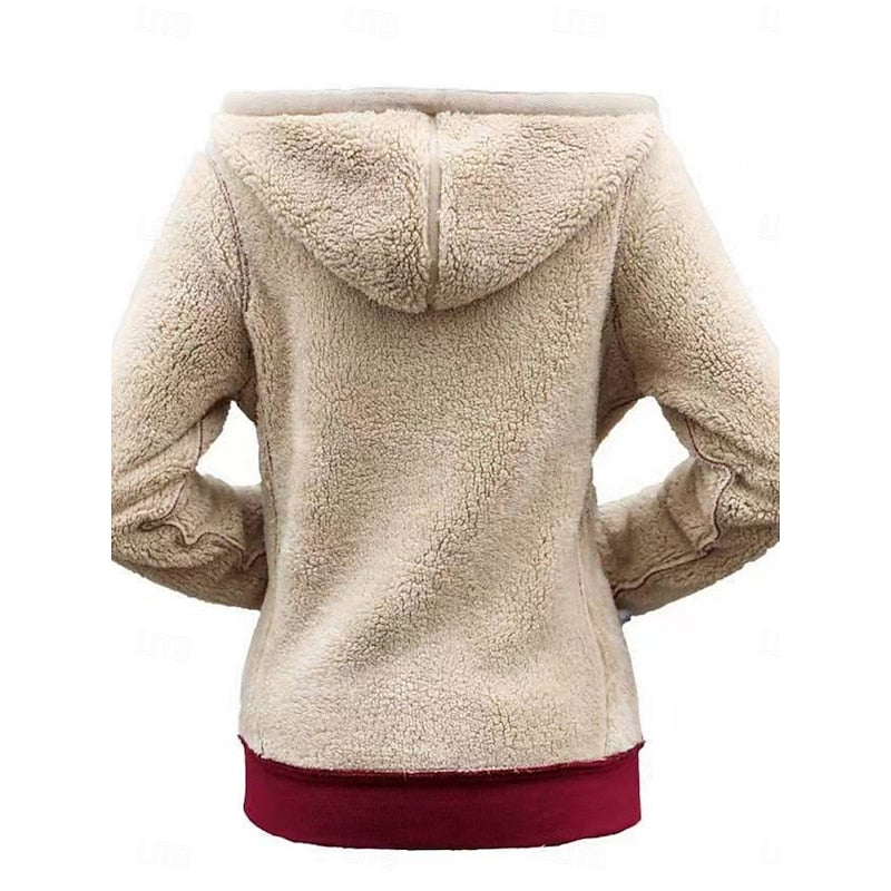 Fleece Jacket Womens Hooded Zip Front Warm Lined Plus Size Range