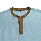 Henley Shirt Mens Ribbed Texture Long Sleeve Placket Soft Jersey
