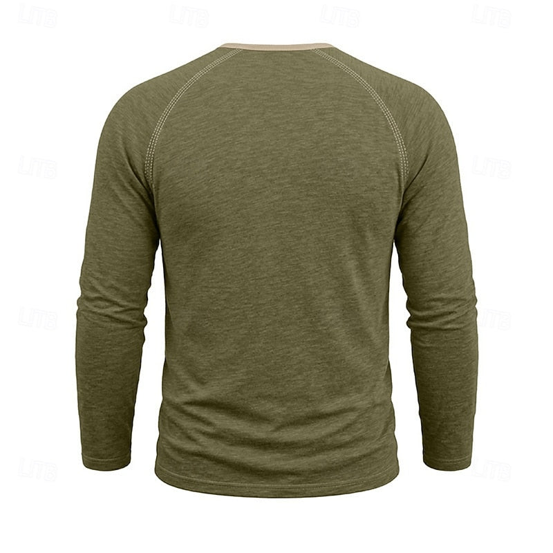 Henley Shirt Mens Classic Button Long Sleeve Cotton Everyday Fit