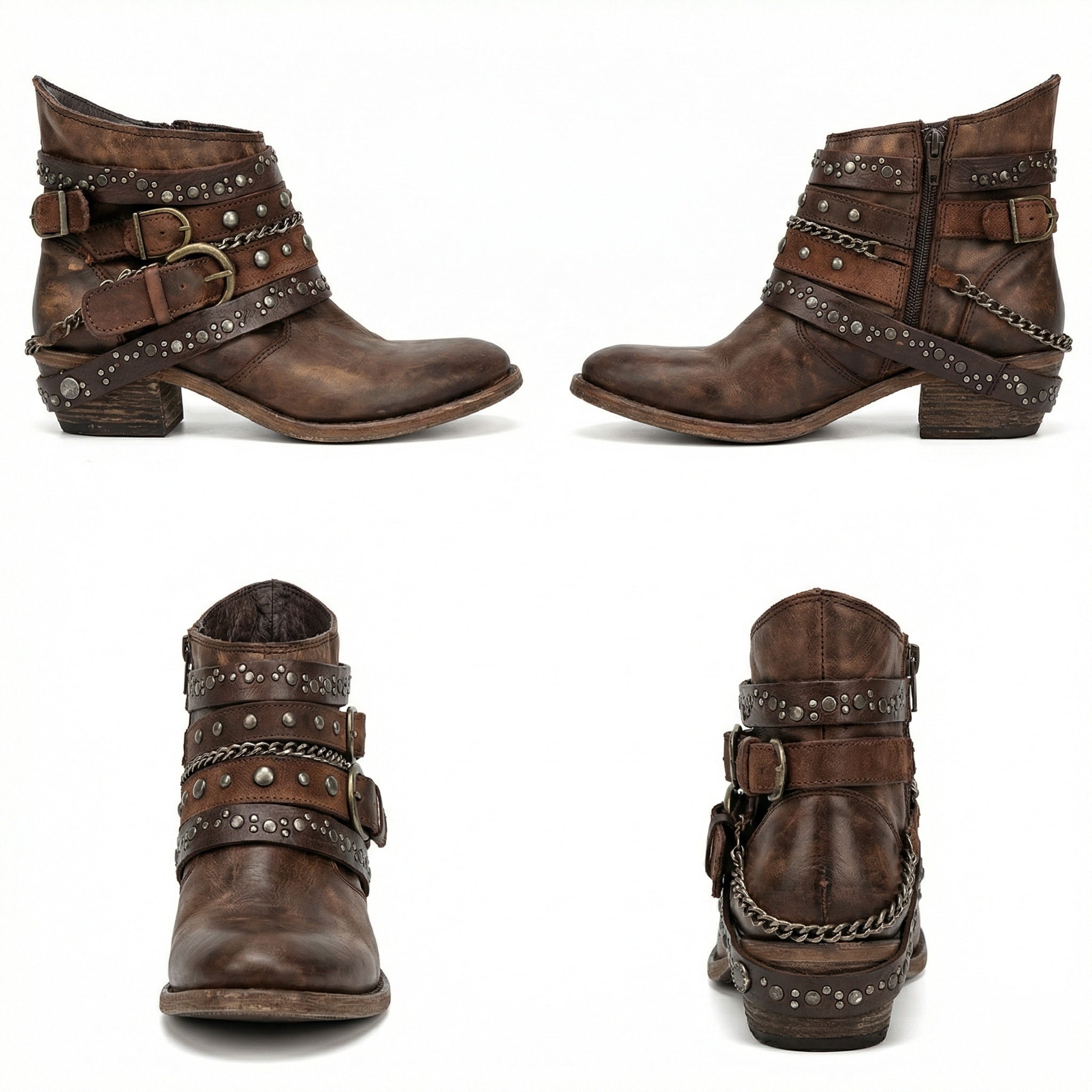 Vintage chain detail ankle boot, view 4