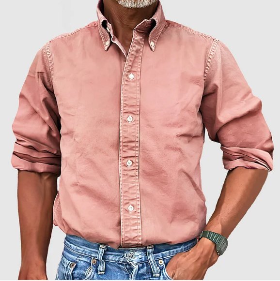 Structured collar classic button down shirt in pink