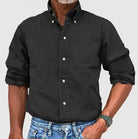 Structured collar classic button down shirt in black