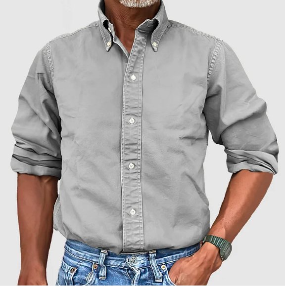 Structured collar classic button down shirt in gray