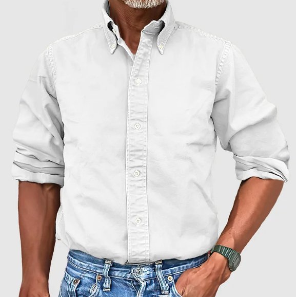 Structured collar classic button down shirt in white