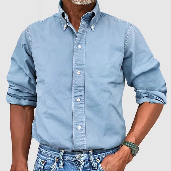 Structured collar classic button down shirt in light blue