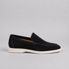 Sheepskin suede loafer with white rubber sole, view 36