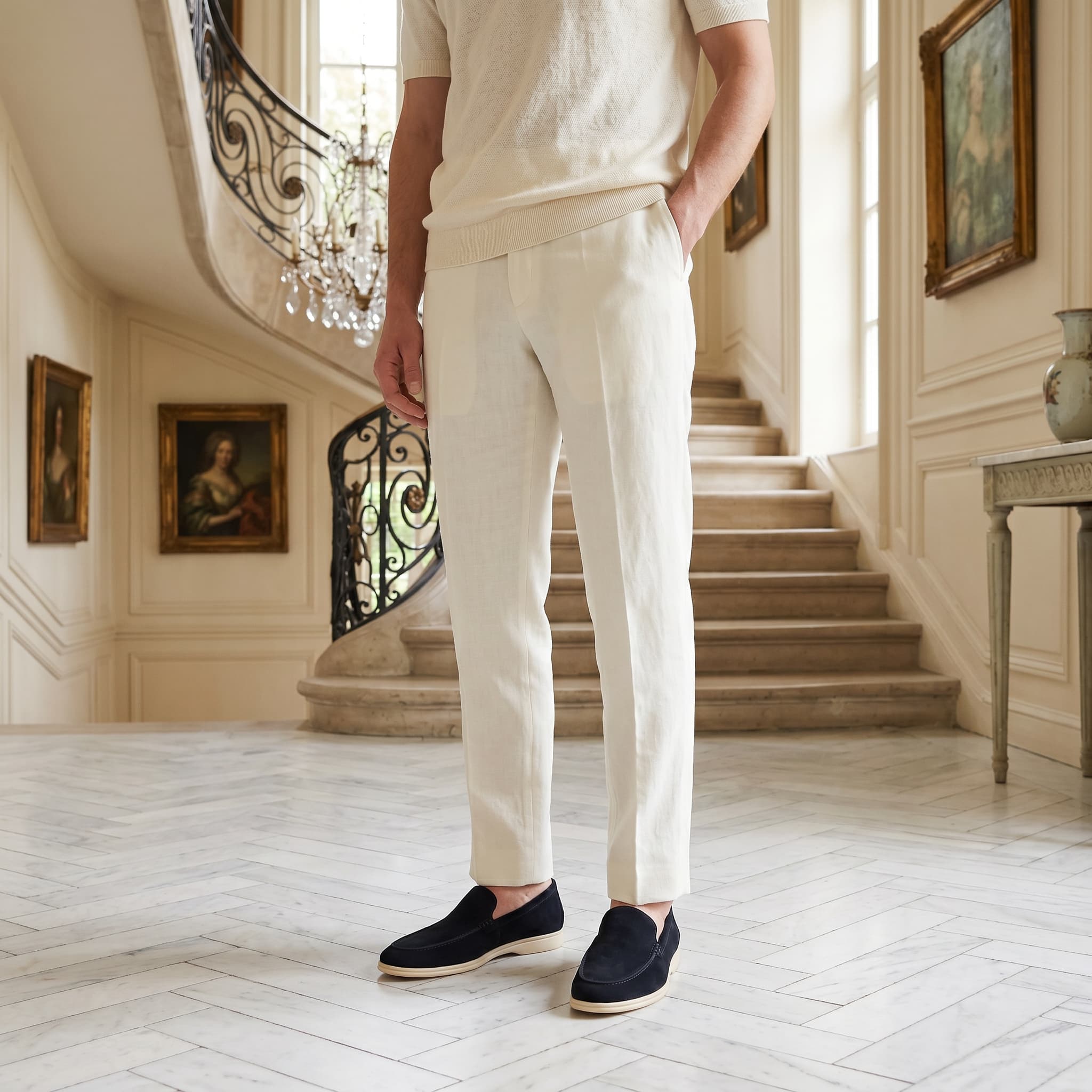 Sheepskin suede loafer with white rubber sole, view 39