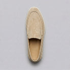 Sheepskin suede loafer with white rubber sole, view 2