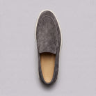 Sheepskin suede loafer with white rubber sole, view 15