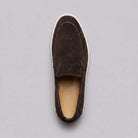 Sheepskin suede loafer with white rubber sole, view 41