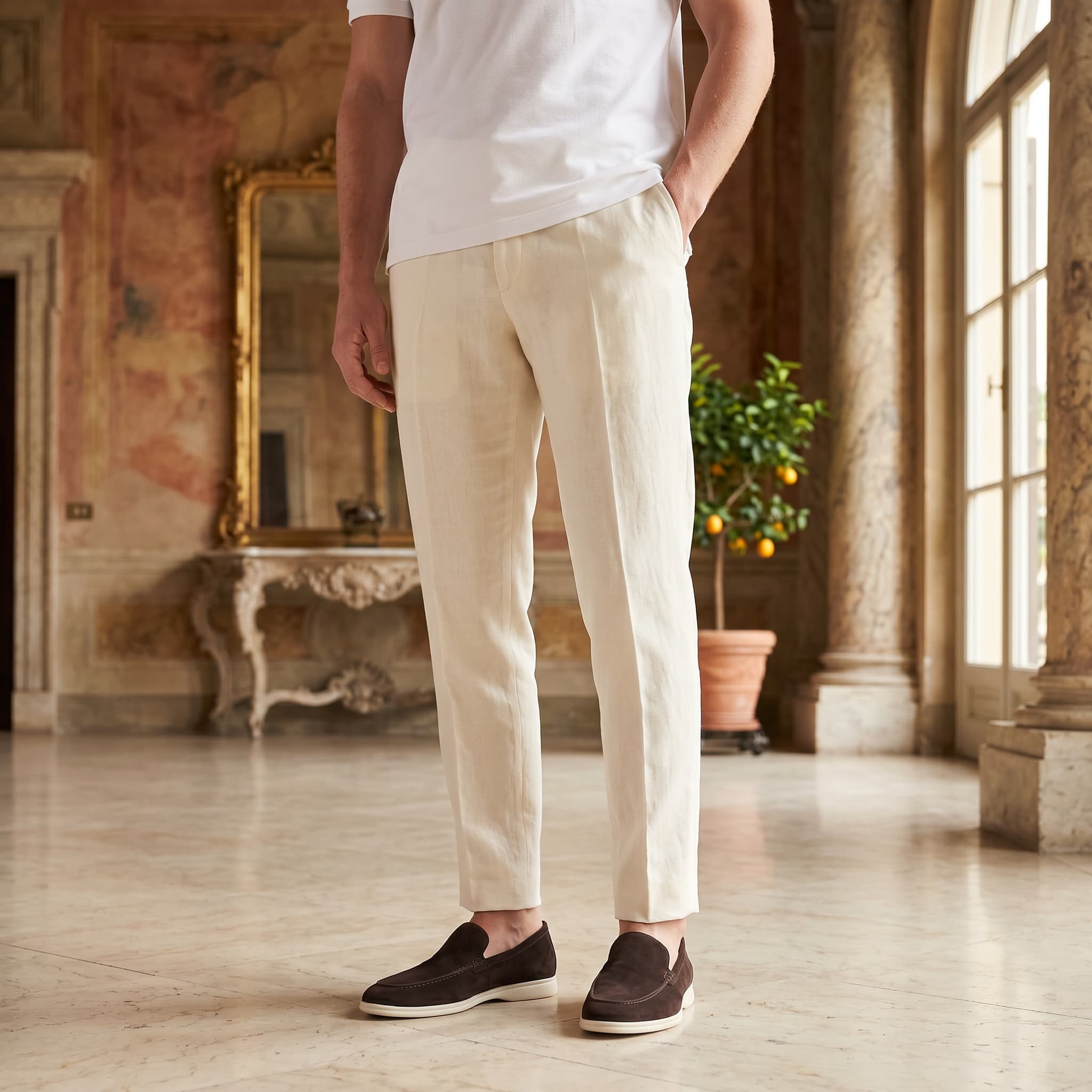 Sheepskin suede loafer with white rubber sole, view 45