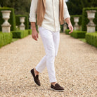 Sheepskin suede loafer with white rubber sole, view 46