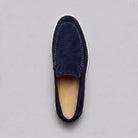 Sheepskin suede loafer with white rubber sole, view 21