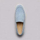 Sheepskin suede loafer with white rubber sole, view 28