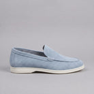 Sheepskin suede loafer with white rubber sole, view 29