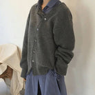 Fall Asymmetric Button Crew Neck Cardigan for Women
