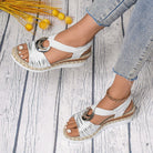 Braided rope platform summer sandal in white