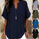 Mid sleeve V-neck everyday blouse, view 1