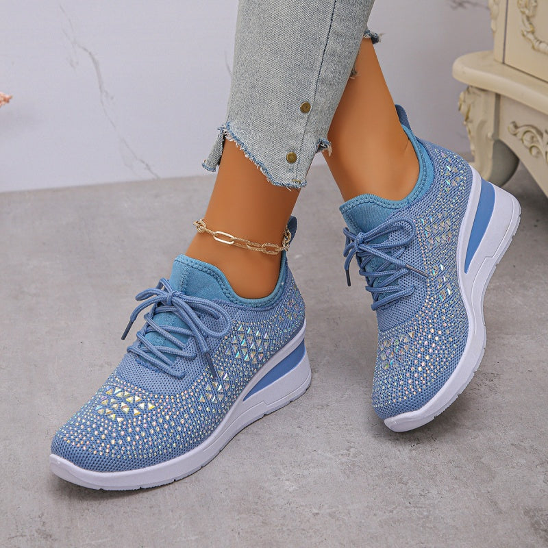 Fall Rhinestone Wedge Orthopedic Style Sneakers for Women