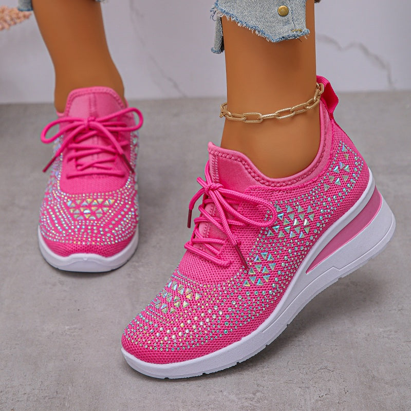 Fall Rhinestone Wedge Orthopedic Style Sneakers for Women