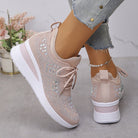 Fall Rhinestone Wedge Orthopedic Style Sneakers for Women