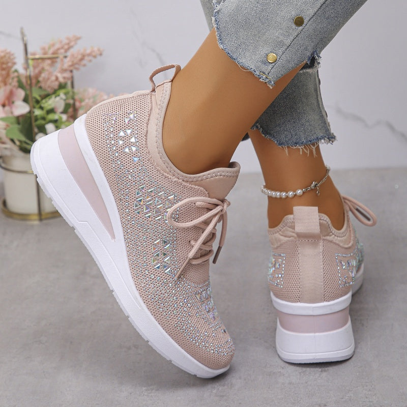 Fall Rhinestone Wedge Orthopedic Style Sneakers for Women