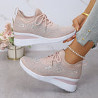 Fall Rhinestone Wedge Orthopedic Style Sneakers for Women in Light Lilac