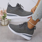 Fall Rhinestone Wedge Orthopedic Style Sneakers for Women
