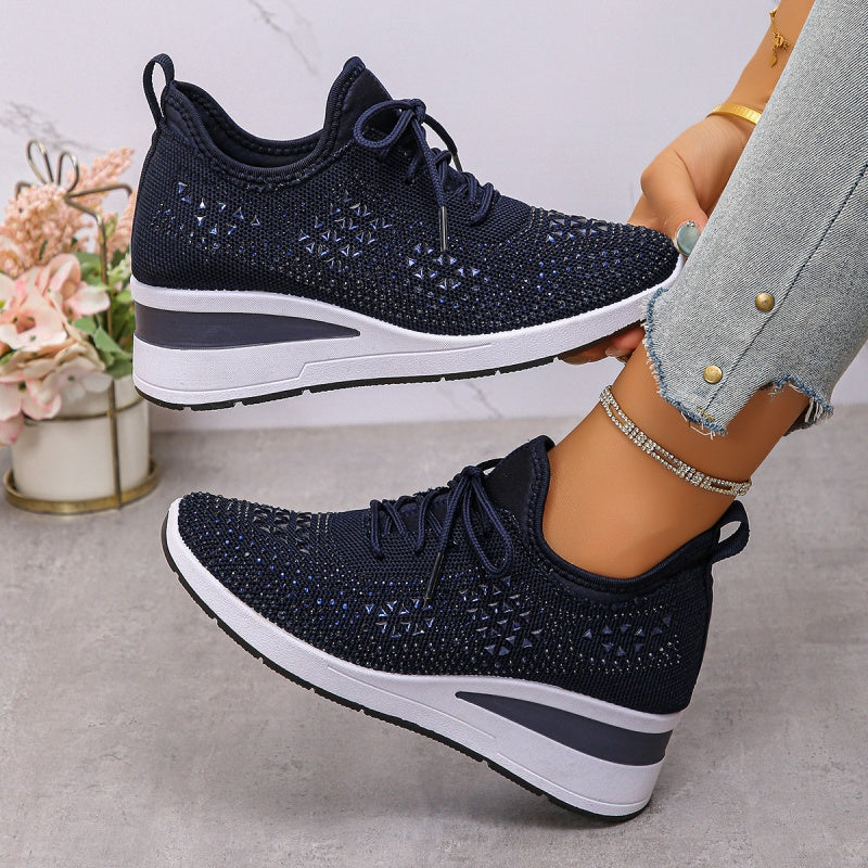 Fall Rhinestone Wedge Orthopedic Style Sneakers for Women
