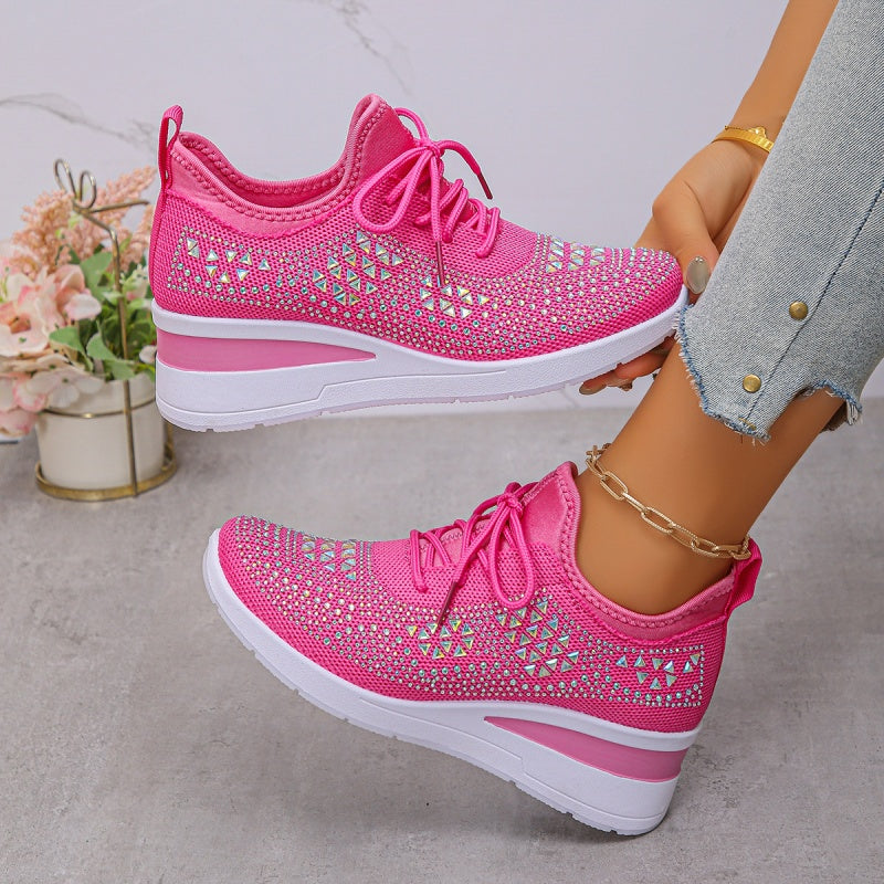 Fall Rhinestone Wedge Orthopedic Style Sneakers for Women
