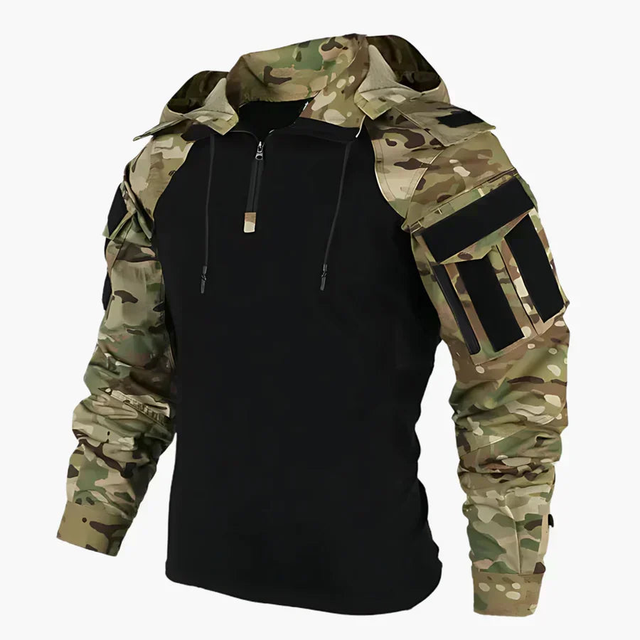 Fleece Jacket Mens Tactical Half Zip Hooded Pullover Outdoor