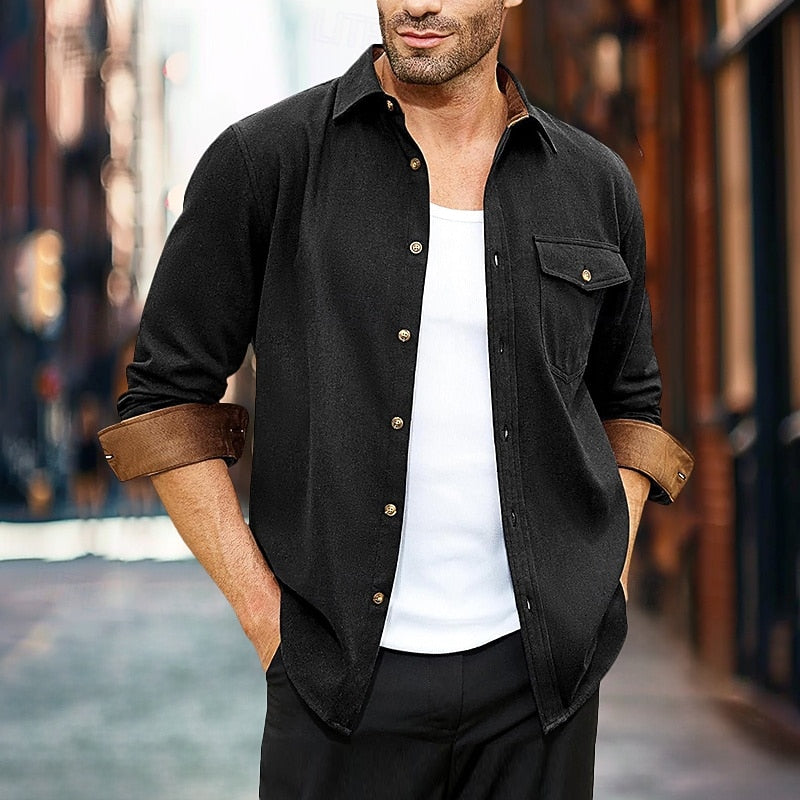 Shirt Jacket Mens Overshirt Button Front Rugged Chest Pocket Layer