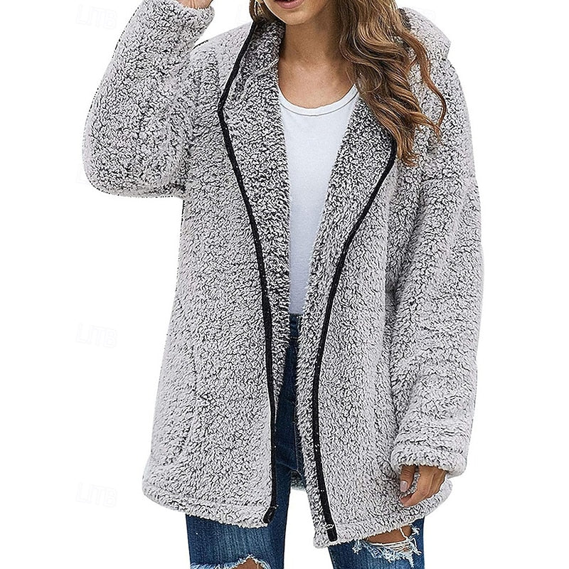 Fleece Jacket Womens Hooded Soft Brushed Zip Front Everyday Warm