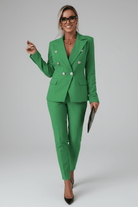 Pant Suit Womens Two Piece Set Notch Lapel Blazer Straight Leg Trouser