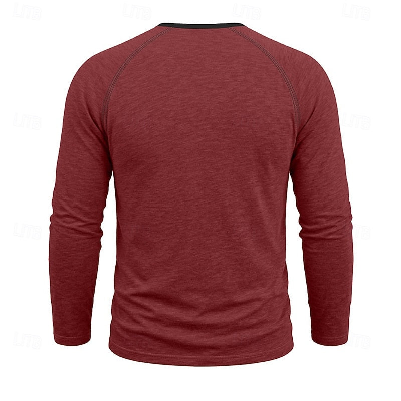 Henley Shirt Mens Classic Button Long Sleeve Cotton Everyday Fit