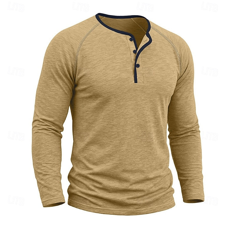 Henley Shirt Mens Classic Button Long Sleeve Cotton Everyday Fit