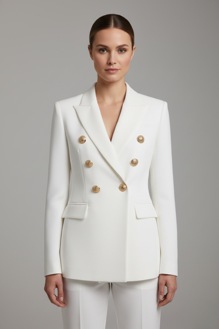 Blazer Womens Double Breasted Tailored Structured Strong Shoulder