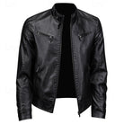 Leather Jacket Mens Faux Moto Zip Front Quilted Panel Tailored