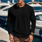 Henley Shirt Mens Ribbed Knit Long Sleeve Button Placket Fitted