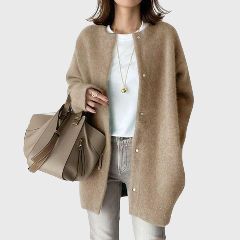 Cardigan Sweater Womens Longline Open Front Front Pockets Minimal