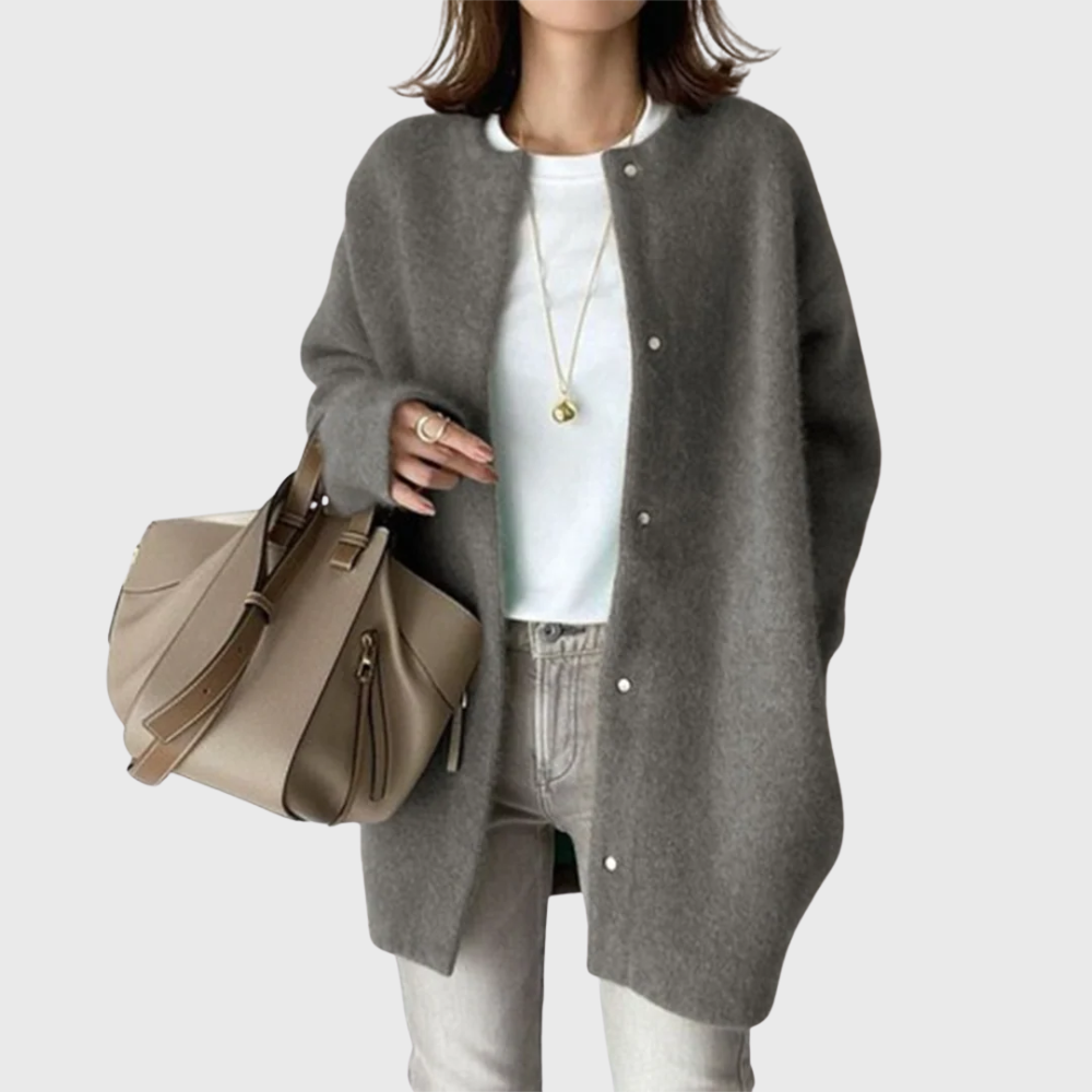 Cardigan Sweater Womens Longline Open Front Front Pockets Minimal