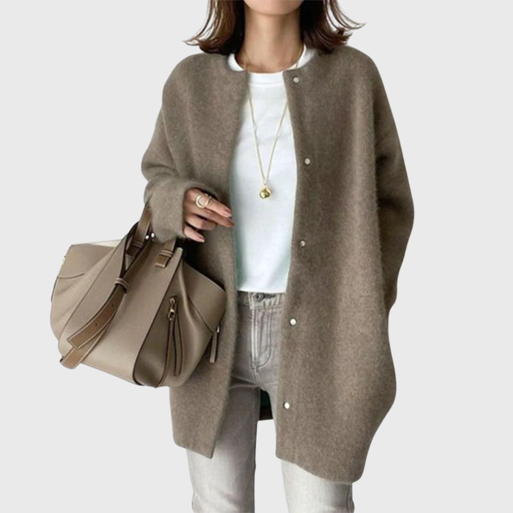 Cardigan Sweater Womens Longline Open Front Front Pockets Minimal