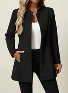 Winter Brushed Stand Collar Covered Button Coat for Women