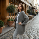 Cardigan Sweater Womens Long Acrylic Knit Crew Neck Button Pockets
